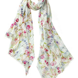 Watercolor Flowers Scarf - Ivory