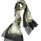 Alpine Cashmere's Featherweight Cinta Scarf in Black and Mint Green