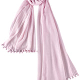 Alpine Cashmere Pom-Pom Scarf in Parfait Pink